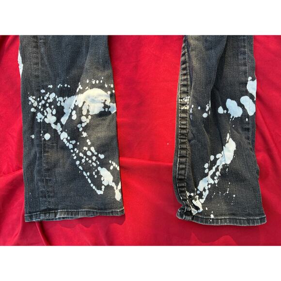 True Religion Black Bleached Design Men's Jeans Size 30 Waist - Made in the USA - Picture 2 of 13